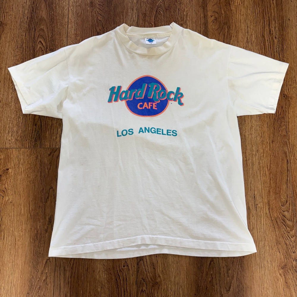 VTG Hard Rock Cafe Los Angeles 90s Tee Mens XL White USA Made Single Stitch
